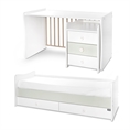 Letto MAXI PLUS NEW white+milky green /letto per adolescenti; scrivania; mobiletto multifunzionale/